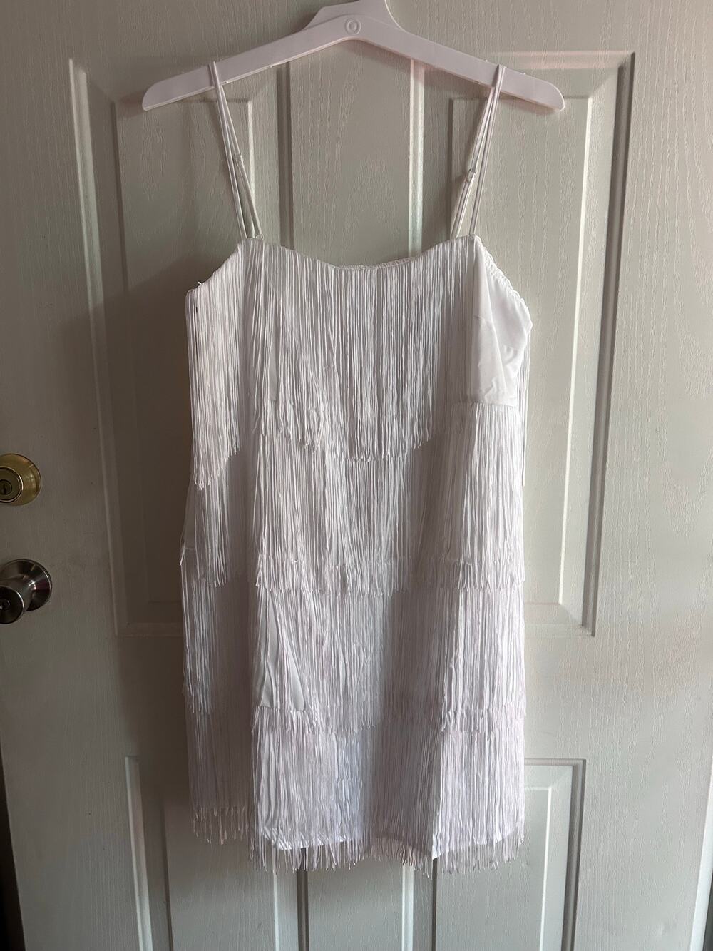 New Women’s A New Day Fringes Lined Dress Stretchy White size Small